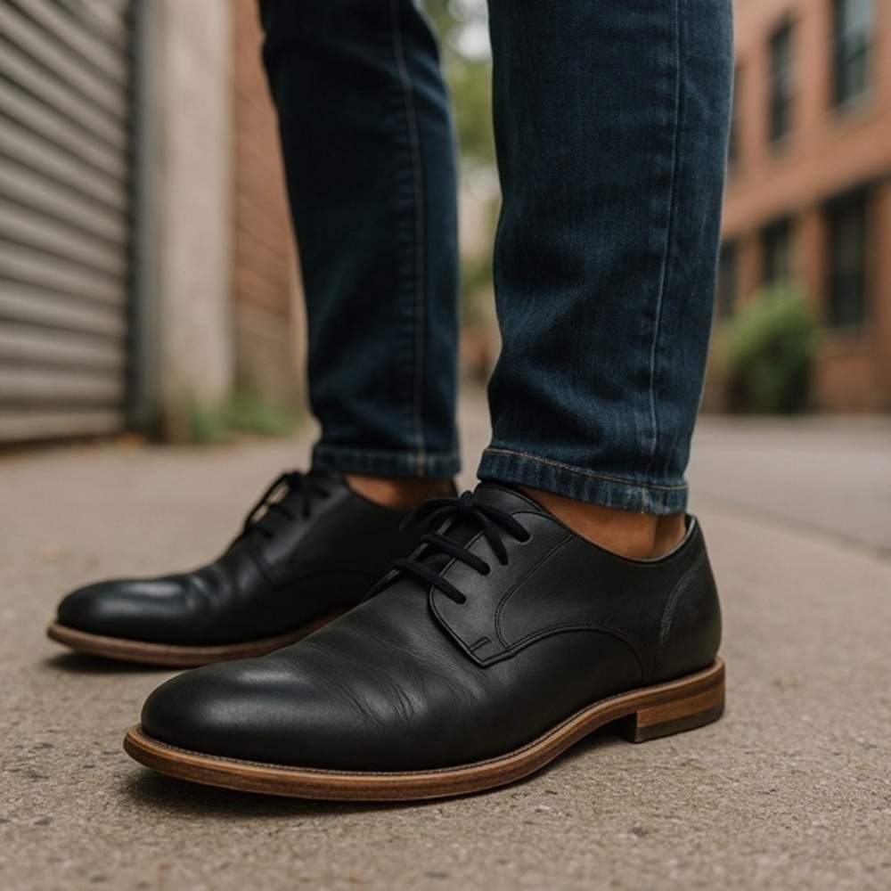 UGG Black Leather Oxfords — Brown Sole, Size 9.5 — 95 Views, Priced to Sell!